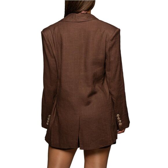 JLUXLABEL 'Parker' Oversize Cotton & Linen Blazer - Picture 4 of 16